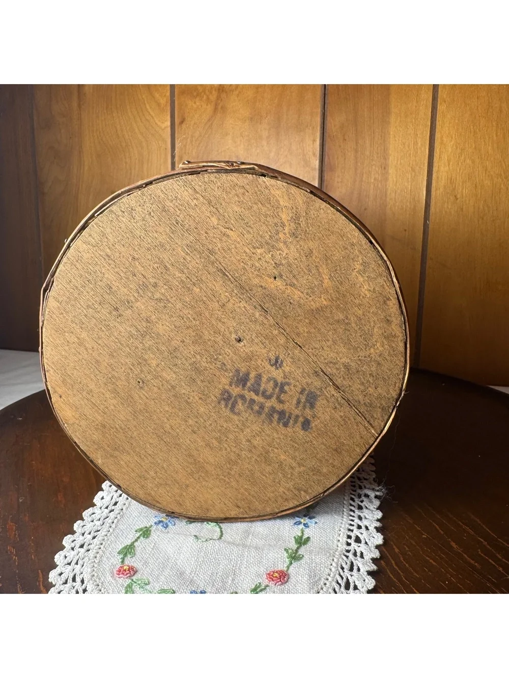 Vintage Woven Wood Basket Made in Philippines 7x7 Rustic Farmhouse Decor